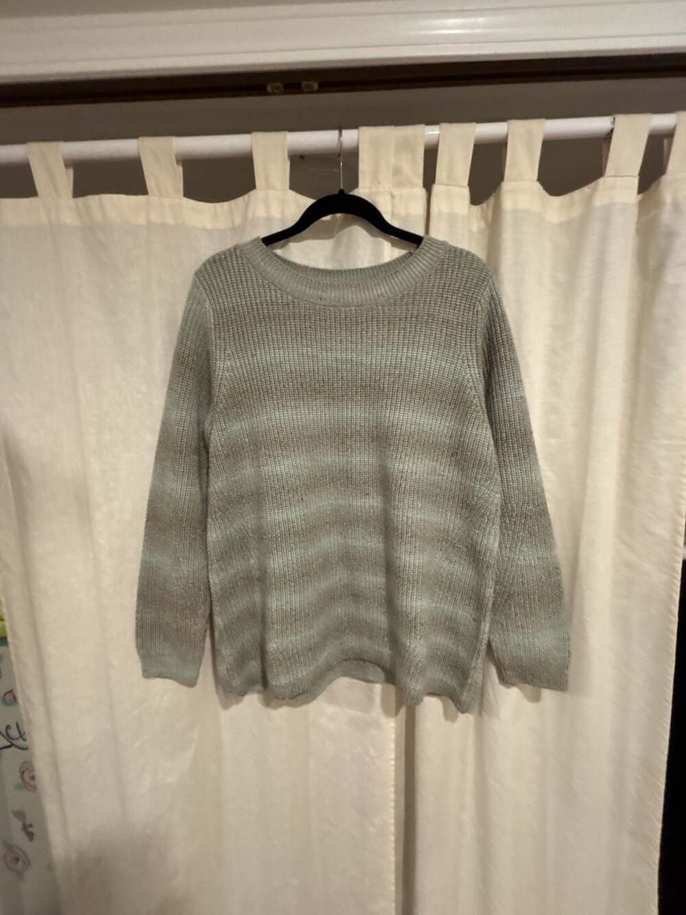 J.Jill Women's Heathered Ombre Stripe Crew Neck Long Sleeve Sweater